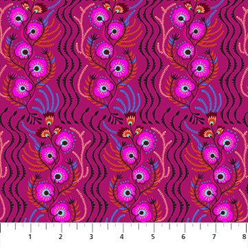 PRE - Order Anna Maria Textiles - Allegory - Tambourine AMT147 - 28L Magenta - Half Yard - December 2025 - Modern Fabric Shoppe