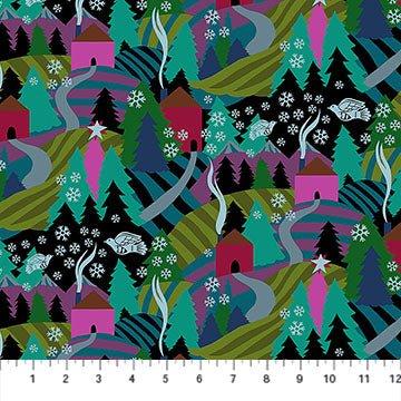 PRE - Order Anna Maria Textiles - Cozy Christmas - Flurry AMT161 - 99L Midnight - Half Yard - April 2026 - Modern Fabric Shoppe