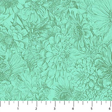 PRE-Order Anna Maria Textiles- Gentle Rendering- Bounty AMT206-75C Aqua- Half Yard- April 2027 - Modern Fabric Shoppe