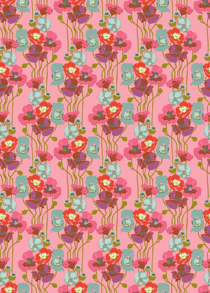 PRE - Order Anna Maria Textiles - Overdressed - Pouring Poppies AMT151 - 23V Haze - Half Yard - January 2026 - Modern Fabric Shoppe