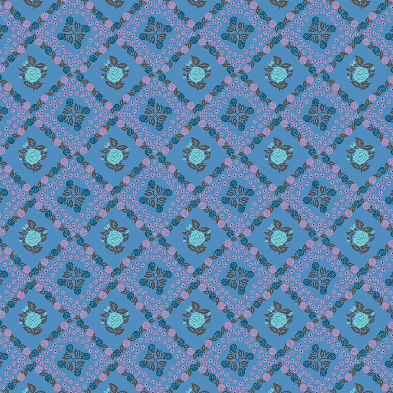 PRE-Order Anna Maria Textiles- Sugar Coated- Rose Paper AMT202-47L Denim- Half Yard- May 2027 - Modern Fabric Shoppe