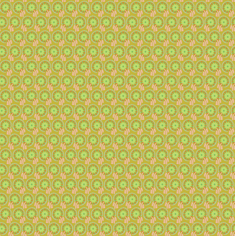 PRE - Order Anna Maria Textiles - Sunseekers - Dancers AMT193 - 71V Lime - Half Yard - January 2027 - Modern Fabric Shoppe