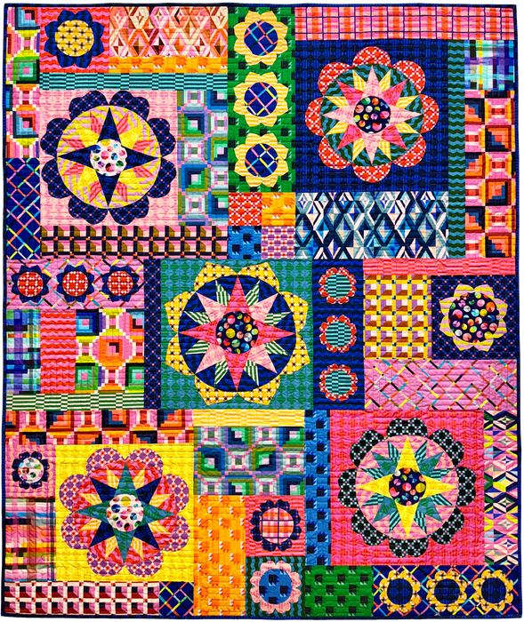 PRE - Order Annabel Wrigley - Off the Grid Quilt Kit featuring Happy Place - August 2026 - Modern Fabric Shoppe