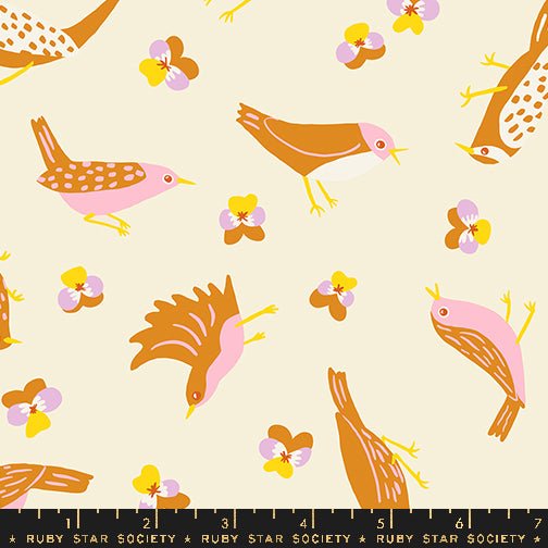 PRE - ORDER Bird is the Word by Kimberly Kight - Natural RS3076 11 - Half Yard - December 2024 - Modern Fabric Shoppe