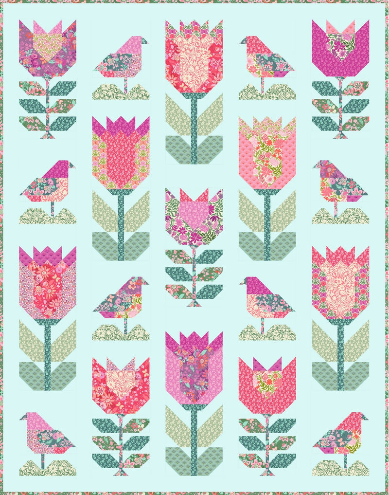 PRE - Order Birds and Blooms Quilt Kit featuring Floriori by Kate Spain - January 2027 - Modern Fabric Shoppe
