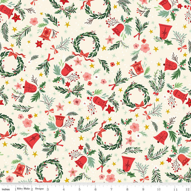 PRE-Order Carol by Jill Howarth- Berries and Boughs SC19056 Ivory- Half Yard- May 2027 - Modern Fabric Shoppe