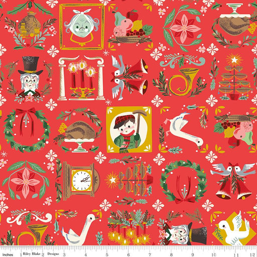 PRE-Order Carol by Jill Howarth- Bless Us SC19051 Red- Half Yard- May 2027 - Modern Fabric Shoppe