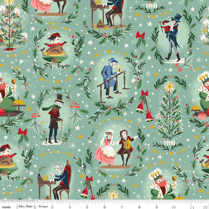 PRE-Order Carol by Jill Howarth- Keep Christmas Well SC19050 Pistachio- Half Yard- May 2027 - Modern Fabric Shoppe