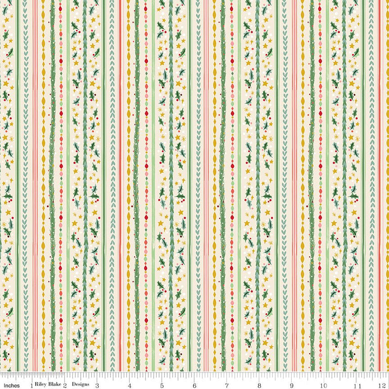 PRE-Order Carol by Jill Howarth- Winterberry Stripes SC19055 Ivory- Half Yard- May 2027 - Modern Fabric Shoppe