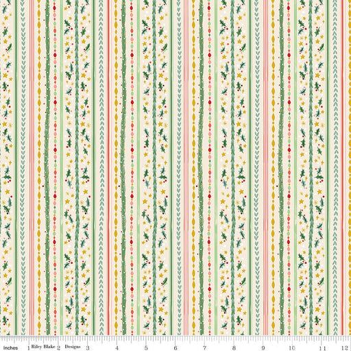 PRE-Order Carol by Jill Howarth- Winterberry Stripes SC19055 Ivory- Half Yard- May 2027 - Modern Fabric Shoppe