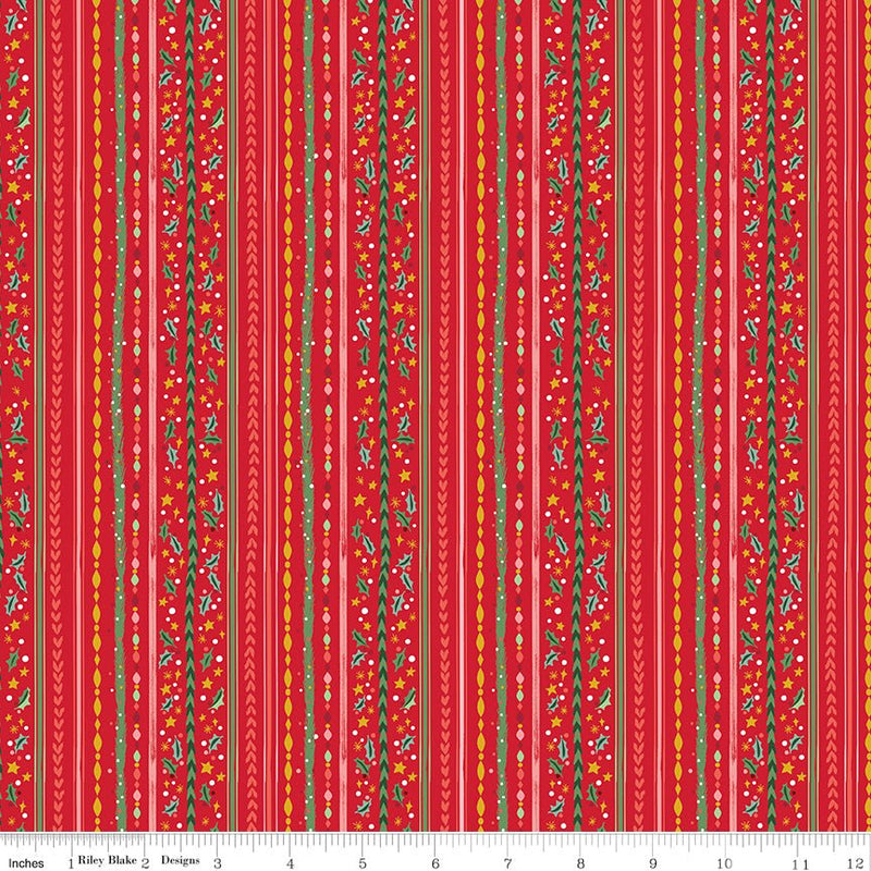 PRE-Order Carol by Jill Howarth- Winterberry Stripes SC19055 Red- Half Yard- May 2027 - Modern Fabric Shoppe
