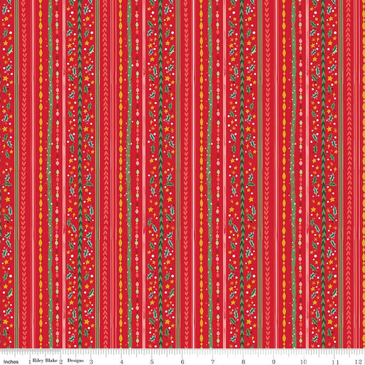 PRE-Order Carol by Jill Howarth- Winterberry Stripes SC19055 Red- Half Yard- May 2027 - Modern Fabric Shoppe