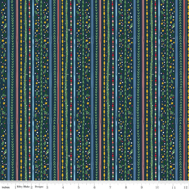 PRE-Order Carol by Jill Howarth- Winterberry Stripes SC19055 Twilight- Half Yard- May 2027 - Modern Fabric Shoppe
