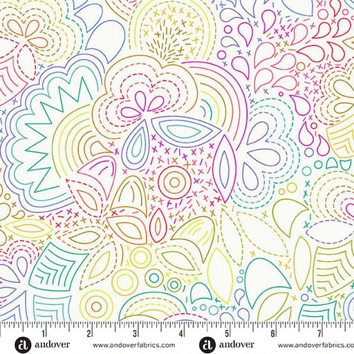 PRE - Order Color Wheel by Alison Glass - Rainbow Stitched A - 1446 - L Day - Half Yard - April 2025 - Modern Fabric Shoppe