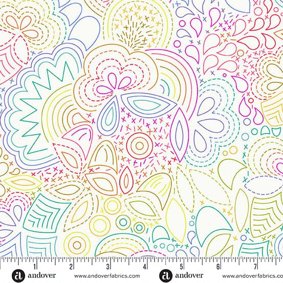 PRE - Order Color Wheel by Alison Glass - Rainbow Stitched A - 1446 - L Day - Half Yard - April 2025 - Modern Fabric Shoppe