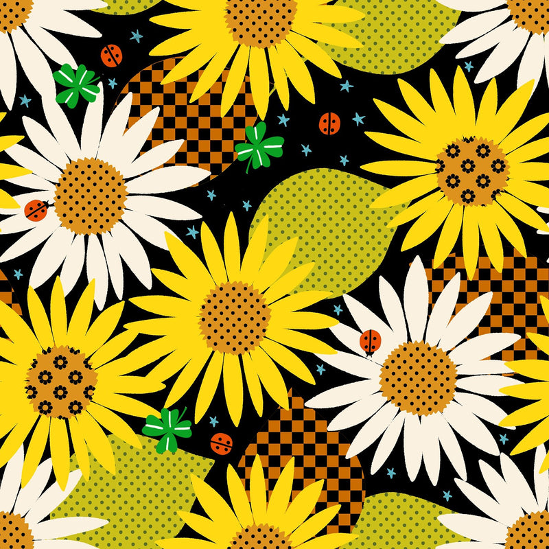 PRE-Order Daisy Days by Alexia Marcella Abegg- RS 4174 17 Black- Half Yard- April 2027 - Modern Fabric Shoppe