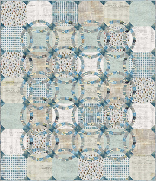 PRE - Order Double Wedding Ring Quilt Kit featuring Eclectic Elements - Blue by Tim Holtz - May 2025 - Modern Fabric Shoppe