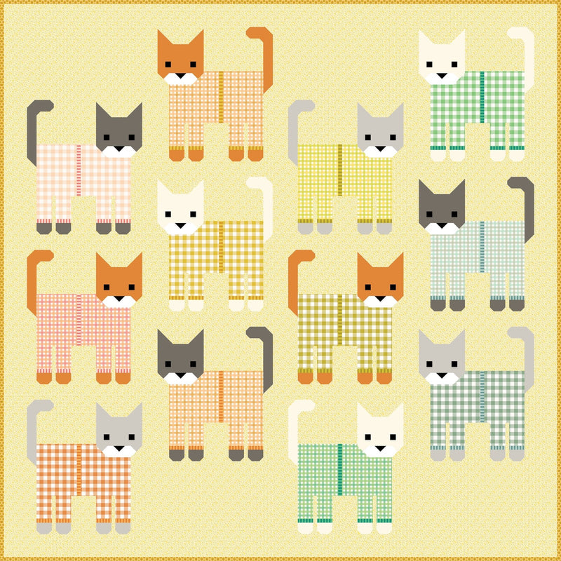 PRE - ORDER Elizabeth Hartman - Cats in Pajamas Quilt Kit featuring Popcorn - November 2026 - Modern Fabric Shoppe