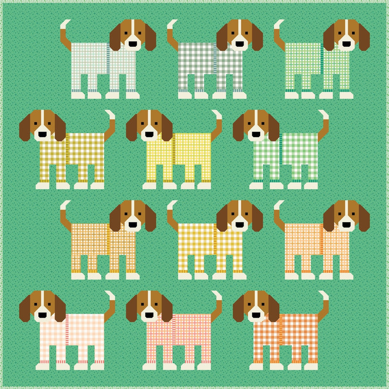 PRE - ORDER Elizabeth Hartman - Pups in Pajamas Quilt Kit featuring Popcorn - November 2026 - Modern Fabric Shoppe