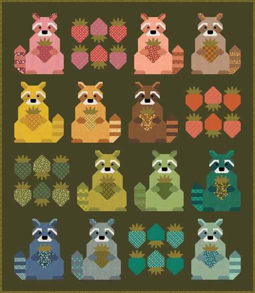 PRE-ORDER Elizabeth Hartman- Raccoons Love Strawberries Quilt Kit featuring Toast & Jam- May 2027 - Modern Fabric Shoppe