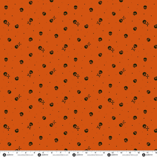 PRE-Order Enchanter by Libs Elliott- Skulls A-10781-O Flame- Half Yard- April 2027 - Modern Fabric Shoppe