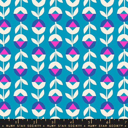 PRE - ORDER Eye Candy - Collaboration by Ruby Star Society - Flower Chain RS 5161 20 - Cerulean - Half Yard - November 2024 - Modern Fabric Shoppe