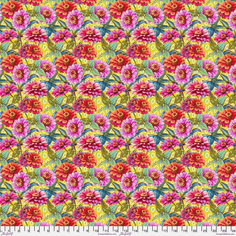 PRE - Order Festival by Odile Bailloeul - Small Zinnias PWOB121.GREEN - Half Yard - November 2025 - Modern Fabric Shoppe
