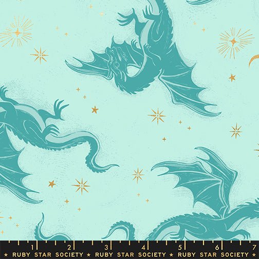 PRE - ORDER Fireglow by Sarah Watts - Etched Dragons RS 2131 13M - Mint - Half Yard - April 2026 - Modern Fabric Shoppe