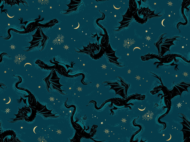 PRE - ORDER Fireglow by Sarah Watts - Etched Dragons RS 2131 14M - Galaxy - Half Yard - April 2026 - Modern Fabric Shoppe