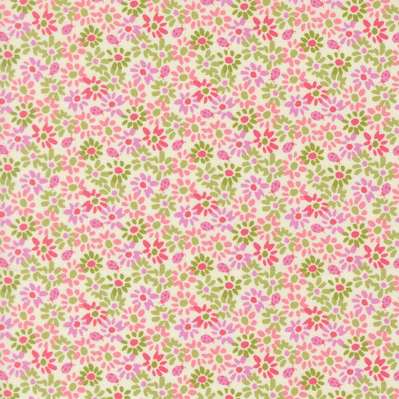 PRE - Order Floriori by Kate Spain - Ladybug 27353 11 Flamingo - Half Yard - January 2027 - Modern Fabric Shoppe