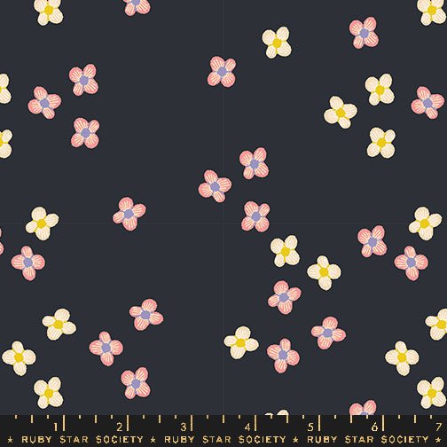 PRE-ORDER Flower Favorites- Collaboration by Ruby Star Society- Blossom RS 5149 14- Soft Black- Half Yard- August 2024 - Modern Fabric Shoppe