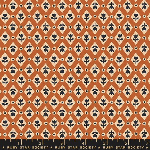 PRE-ORDER Flower Favorites- Collaboration by Ruby Star Society- Lattice RS 5148 11- Spice- Half Yard- August 2024 - Modern Fabric Shoppe