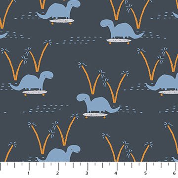 PRE - Order Fossil Folks by Julian Phillips - Dino Ride 91009 - 49 Navy - Half Yard - June 2025 - Modern Fabric Shoppe