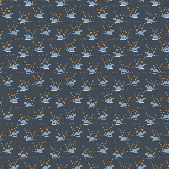 PRE - Order Fossil Folks by Julian Phillips - Dino Ride 91009 - 49 Navy - Half Yard - June 2025 - Modern Fabric Shoppe