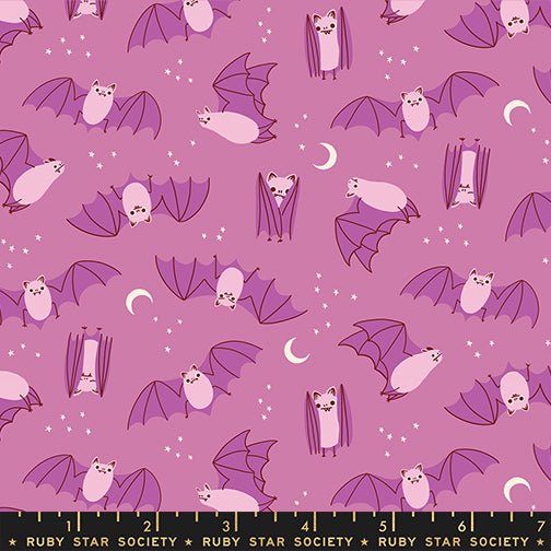 PRE - ORDER Freaky Familiar - Collaboration by Ruby Star Society - Fat Bats RS 5194 13 - Heliotrope - Half Yard - June 2026 - Modern Fabric Shoppe