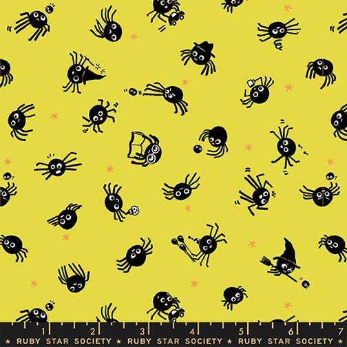 PRE - ORDER Freaky Familiar - Collaboration by Ruby Star Society - Spider Sense RS 5191 12 - Citron - Half Yard - June 2026 - Modern Fabric Shoppe