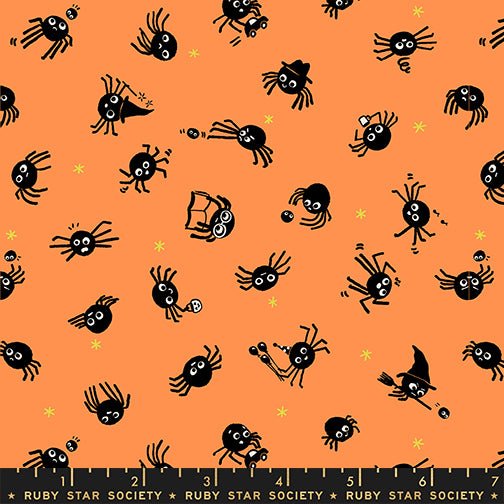 PRE - ORDER Freaky Familiar - Collaboration by Ruby Star Society - Spider Sense RS 5191 13 - Pumpkin - Half Yard - June 2026 - Modern Fabric Shoppe