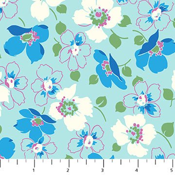 PRE - Order Full Bloom by Heather Bailey - Full Bloom Grace 91088 - 40 Sky - Half Yard - May 2025 - Modern Fabric Shoppe