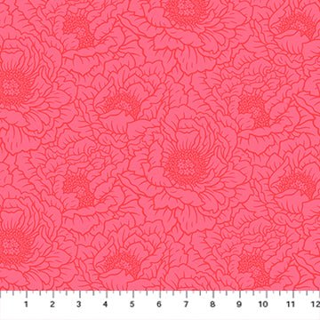 PRE - Order Full Bloom by Heather Bailey - Peony 91093 - 26 Coral - Half Yard - May 2025 - Modern Fabric Shoppe