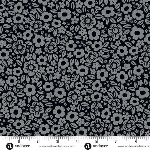 PRE - Order Ghostly Garden by KP Creates - Floral Fright A - 10197 - K Black - Half Yard - March 2026 - Modern Fabric Shoppe