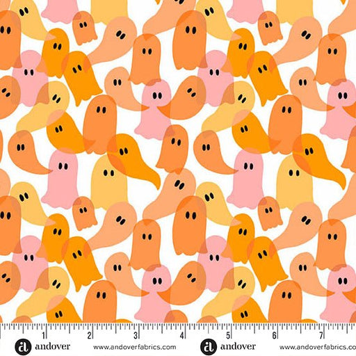 PRE - Order Ghostly Garden by KP Creates - Ghost Party A - 10202 - O Orange - Half Yard - March 2026 - Modern Fabric Shoppe