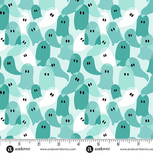 PRE - Order Ghostly Garden by KP Creates - Ghost Party A - 10202 - T Aqua - Half Yard - March 2026 - Modern Fabric Shoppe