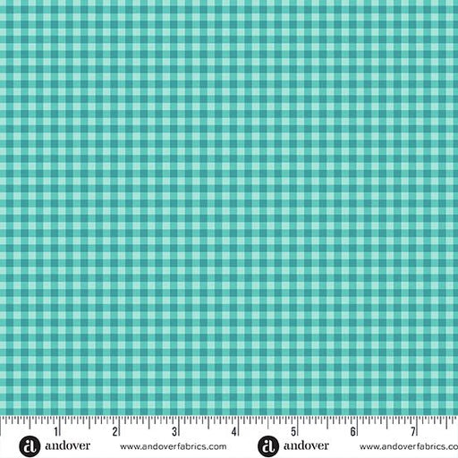 PRE - Order Ghostly Garden by KP Creates - Gingham A - 10199 - T Aqua - Half Yard - March 2026 - Modern Fabric Shoppe
