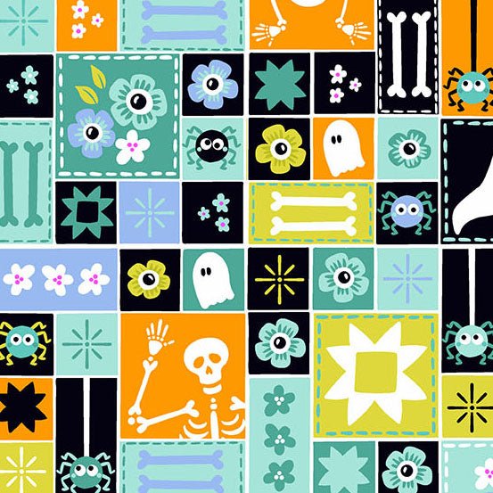 PRE - Order Ghostly Garden by KP Creates - Sew Spooky A - 10195 - T Aqua - Half Yard - March 2026 - Modern Fabric Shoppe
