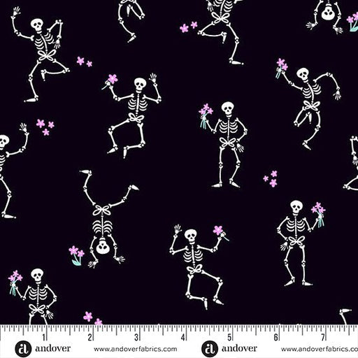 PRE - Order Ghostly Garden by KP Creates - Skelton Jig A - 10196 - K Black - Half Yard - March 2026 - Modern Fabric Shoppe