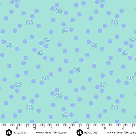 PRE - Order Ghostly Garden by KP Creates - Spin and Spot A - 10200 - T Aqua - Half Yard - March 2026 - Modern Fabric Shoppe