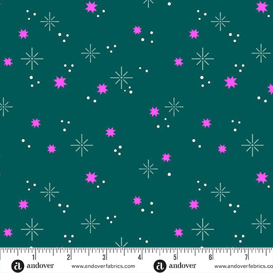 PRE - Order Ghostly Garden by KP Creates - Stardust A - 10201 - T Teal - Half Yard - March 2026 - Modern Fabric Shoppe