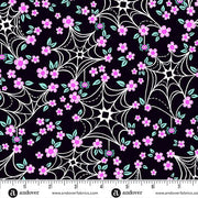 PRE - Order Ghostly Garden by KP Creates - Web and Bloom A - 10198 - K Black - Half Yard - March 2026 - Modern Fabric Shoppe