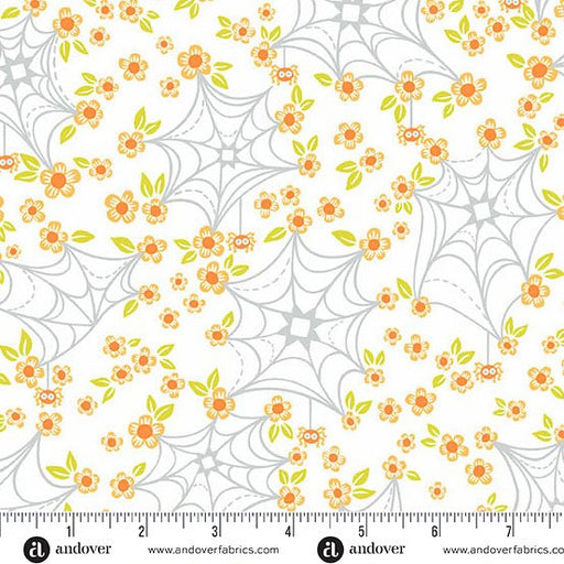 PRE - Order Ghostly Garden by KP Creates - Web and Bloom A - 10198 - L White - Half Yard - March 2026 - Modern Fabric Shoppe