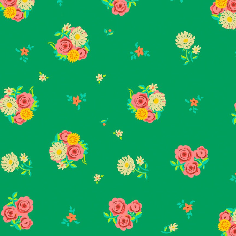 PRE-Order Heather Ross- Boat Race- Denyse Floral 55606D-12 Green- Half Yard- May 2027 - Modern Fabric Shoppe